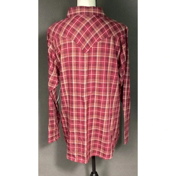 Ariat Real Womens Trailblaze Snap Shirt 1X Maroon Plaid Western Cowgirl Core NWT - Picture 5 of 9